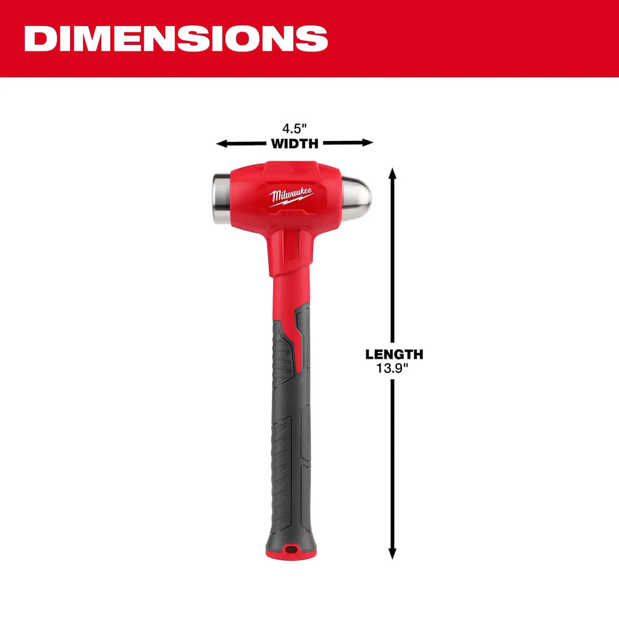 Milwaukee 32oz Dead Blow Ball Peen Hammer from GME Supply
